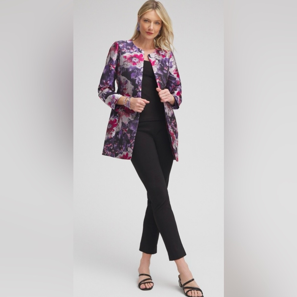 NWT Chicos Womens Floral Jacquard Sateen Topper Jacket XL Events Formal Ladies
